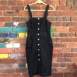 Zara Black Denim Overall Dress